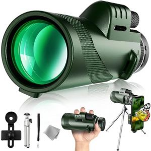 Severnier monoculaire 12x50, T&eacute;lescope Monoculaire, avec Prisme BAK4 et FMC, avec Support pour Smartphone et Tr&eacute;pied de Mise &agrave; Niveau, pour la Camping, Chasse,comp&eacute;titions Sportives (Vert Pro) (Severnier, neuf)
