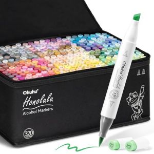 Ohuhu Feutre a Alcool 320 Colorés D'art, Pointe Double Feutres à Alcool Marqueurs Pinceau et Ciseau Burin Pour Artiste Etudiants, Feutres Coloriage Adulte Pour Croquis Coloriage Calligraphie (Ohuhu&Sportneer Official, neuf)