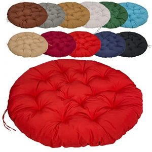 Coussin de Chaise Rond rembourr&eacute; 60cm/23.62in, Rond Balan&ccedil;oire Coussin &agrave; Dossier, avec Sangles De Positionnement, pour Jardin, Salle &agrave; Manger, Chaise de Bureau - Rouge (zhuziyangamz, neuf)