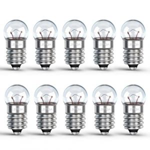 Caldarax Lot de 10 Mini Ampoules E10 DC 2.5V 0.3A, Blanc Chaud 3000K, E10 Petit Culot à Vis, Miniature Ampoules pour Lampe Torche, Expériences Électriques, Crèche de Noël, Voyant de Signalisation (XiMing Co. Ltd, neuf)