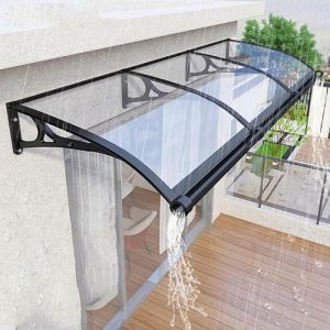 Dtyubfg Auvent de Porte et Fenêtres Extérieure,Toit Marquise en Polycarbonate Porte Résistante,Toit Abri Protection Contre La Pluie et UV -fenêtre/Porche/Toit/terrasse - 80cm*100cm (guangmao shop, neuf)