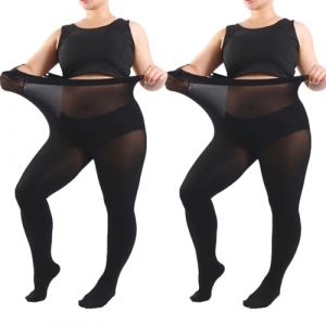 FUIPVGI 2 Pi&egrave;ces Collants Semi-Opaques 70D Couleur Unie pour Femmes Collant Thermique &Eacute;pais, Legging Grande Taille Ladies, Collants de Soutien, Collant Femme Ventre Plat Confort (Noir), XXL (DONG YI, neuf)
