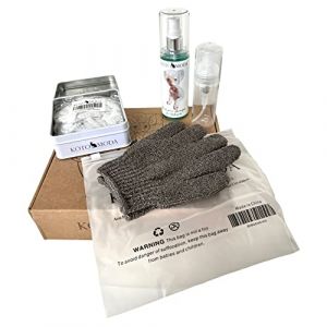 Kotomoda Bath Shower Spa Set for Sphynx and Other Naked Pets Shampoo 120 ML with Foam Generator, Shower Caps in The tin Box, Bathing Gloves (KotomodaCatWear, neuf)