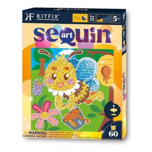 Kitfix - Sequin Art 60-20 x 20 cm- Abeille - Image à paillettes pour enfants - 20 x 20 cm - Activité manuelle de 60 min - Kit de création pour enfants à partir de 5 ans - 2521 (Kitfix, neuf)