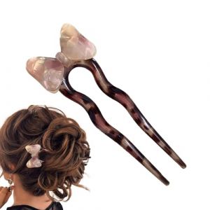 Épingle à cheveux torsadée française,épingle à cheveux française - Bâton de cheveux chinois,Coiffes esthétiques mignonnes pour femmes, épingle à cheveux enroulée chinoise avec nœud papillon (andate, neuf)