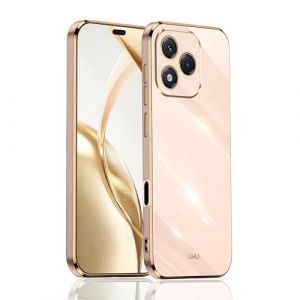 BOKYAS Coque pour Honor 400 Lite 5G avec Bordure Dor&eacute;e, Design Motif Chic Glitter &Eacute;tui en TPU Antichoc Housse en Silicone Souple Flexible, Rose (Aenoch, neuf)