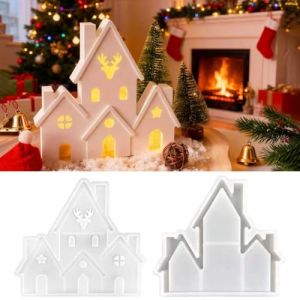 TZEKING 2 Pi&egrave;ces Moules en Silicone 3D pour Maison,Moules De Maison Pour Pl&acirc;tre,Moule en Silicone de No&euml;l Mini Maison,Pour Couler du Pl&acirc;tre (ZeeWee, neuf)