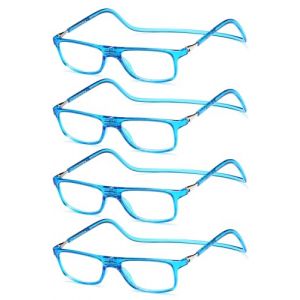 NEW VISION Lunettes 4 pack, Lunettes Loupe, Lunettes De Lecture Magnétique, Longueur RéGlable Lunette De Lecture Homme Femme, NV2904 (4BLEU, 1, x) (New Vision Milano, neuf)