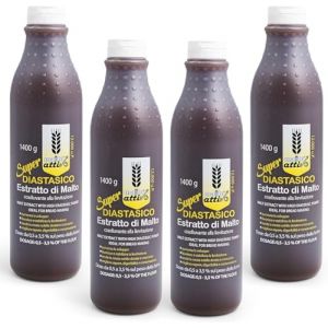 Malto Attivo, Boîte de 4 unités de Super Diastasique 1400g, Extrait de Malt à Haut Pouvoir Diastasique, Malt d’Orge et de Maïs Idéal pour la Panification, 12 000 Unités Pollak, Made in Italy (MALTO ATTIVO, neuf)