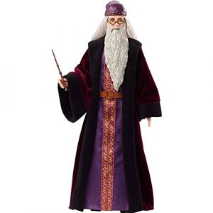 Harry Potter Poupée articulée Dumbledore de 30 cm en robe de sorcier en tissu avec baguette magique, à collectionner, jouet enfant, FYM54 (Krocoworld, neuf)