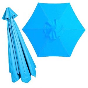 Toile de rechange pour parasol 2.0m/2.7m/3.0m, toile de parasol deporté 6 baleines/8 Baleines, Housse de rechange pour parasols de jardin, Anti-UV extérieur Parasols Auvent de rechange(Couleur:lac ble (CSXMY, neuf)