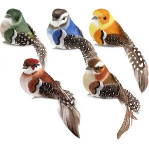 ANBOO 5 PCS Oiseaux Decoratifs d&eacute;coratifs pour Rideaux,Oiseaux artificiels en 5 Couleurs sur Pince, Hiver avec Plumes et Clip en m&eacute;tal pour Ornement Jardin,For&ecirc;t D&eacute;coration,D'int&eacute;rieur ou D'ext&eacute;rieur (MaMa store, neuf)