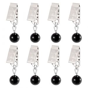 PH PandaHall 8pcs Poids pour Nappe en Onyx Noir Poids Robuste &agrave; Pince Forme de Boule Cintre pour Rideau en Marbre Pendentif en Pierre pour Nappe avec Pinces pour Tables de Pique Nique Rideaux (Yizhou EU, neuf)