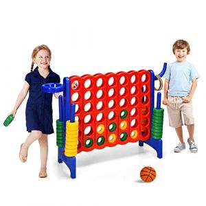 DREAMADE Puissance 4 G&eacute;ant pour Enfants sur Pied 84 x 33 x 79 CM avec 42 Anneaux, Levier de R&eacute;initialisation du Jeu, Jeu de Soci&eacute;t&eacute; pour R&eacute;unions de Famille,Maternelle,Camping (Bleu) (DREAMADE, neuf)
