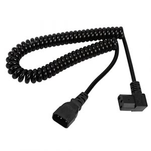 C&acirc;ble de rallonge d'alimentation pour Ordinateur YACSEJAO C&acirc;ble de rallonge spiral&eacute; 18AWG IEC 320 C14 &agrave; C13 90 degr&eacute;s PDU pour Ordinateur &agrave; Usage intensif (Haut) (MINGSHOU, neuf)