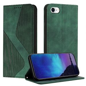 Fatcatparadise Coque pour iPhone 6S Plus/6 Plus, Coque iPhone 6S Plus/6 Plus (5,5 Pouces), Housse en Cuir PU Portefeuille Rabat Clapet Case Porte Carte Magnétique Etui de Protection Flip Case (Vert) (Boloker, neuf)