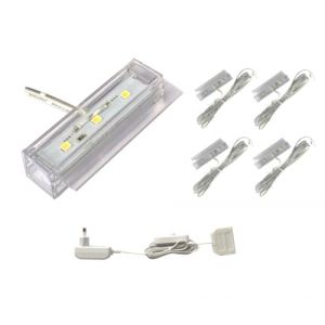 ACCE Éclairage de sol en verre LED, éclairage de bord en verre,éclairage de vitrine,éclairage d'étagère,2D ou 3D en kit,couleur de lumière blanc chaud, alimentation électrique incluse (2D, Lot de 4) (ACCE, neuf)