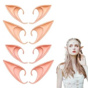 VONJUMA 4 Paires Oreille Elfe Femme Elf Ears Latex Fée Oreilles En Latex Pour Cosplay Oreilles D'Elfe Halloween Noël Toute Soirée À Thème 10cm/12cm (VONJUMA STORE, neuf)