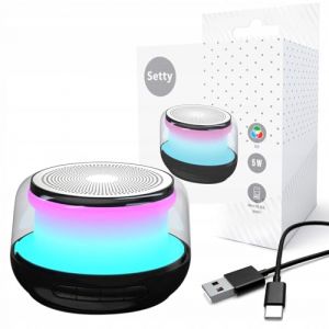 SETTY Enceinte Bluetooth Petite - Enceinte USB avec Emplacement pour Carte Micro-SD - Radio Enceinte Bluetooth avec Éclairage RGB - Mini Enceinte Bluetooth Portable à Longue Autonomie (TelForceOne, neuf)