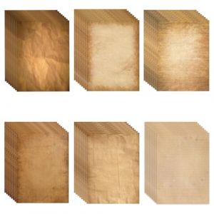 48Pcs Papeterie Vintage Papier à Lettres Papier d'écriture Vieux Papier A4 100g Papier Calligraphie Imprimé Recto Verso Papier à Lettres Médiéval Ancien Papier Kraft pour Invitations Carte Scrapbook (BoomTeck, neuf)