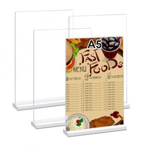 LiuHancsqd Lot de 4 pr&eacute;sentoirs A5 en acrylique - Pr&eacute;sentoir de table A5 - Porte-cartes de menu - Support de carte postale - Pr&eacute;sentoir publicitaire - Pr&eacute;sentoir de table en acrylique transparent (LiuHancsqd, neuf)