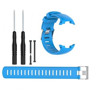 BoLuo Bracelet Compatible avec Suunto D4 /D4i Novo,Bracelets de Montre,Silicone Bande Sport Remplacement avec fermoir R&eacute;glable Sangle pour Suunto D4 /D4i/ D4i Novo Dive Watch Accessories (bleu ciel) (BoLuo, neuf)