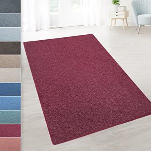 KARAT - Tapis de Salon élégant - Tapis de Passage Doux avec Bords sans Frange - Antidérapant Antistatique - Qualité Allemande - Tapis Durable et Facile à Entretenir - London, Vin Rouge 80x200 cm (Velvet Trading, neuf)