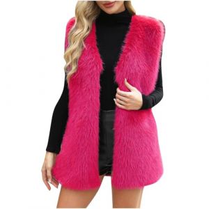 Wyongtao Gilet Femme En Fausse Fourrure Sans Manches Manteau Femme Fourrure Épais Et Chaud Veste Polaire Femme Shaggy Sherpa En Peluche Gilet Duveteux Teddy Ample Et Confortable Cardigan Blouson (Wyongtao❖, neuf)