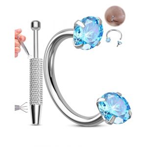 OUFER Piercing Nez Anneaux 20G Fer &agrave; Cheval Bijou de Nose Hoop Acier Chirurgical 316L Argent Boucle d'Oreille Cartilage Helix Daith 7mm Filetage Int&eacute;rieur Labret Percing L&egrave;vre Bijoux pour Femmes (Yisha Jewelry, neuf)