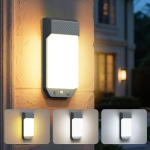 LOTMOS Lot de 1 Applique Murale Exterieure Detecteur de Mouvement, 3 Couleurs 3000K/4000K/6500K LED Eclairage Exterieur IP65 Etanche, 16W 1600LM Lampe Murale pour Terrasse Entr&eacute;e Jardin, Gris plomb (Lotmos-EU, neuf)