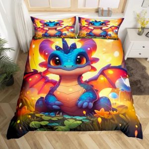 Homewish Housse de Couette 140x200 Enfant Dragon avec 1 Taie d'oreiller, Parure de Lit Dragon Antique pour Gar&ccedil;on Fille, Sets de Housses de Couettes Fleur Rouge, Couvre Lit Animaux de La Jungle (Suzhou yiyanyun e-commerce Co., Ltd, neuf)