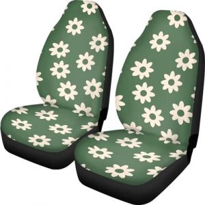 Coloranimal Vert Housses de si&egrave;ges de voiture uniquement avant, lot de 2 housses de si&egrave;ge de voiture vertes &agrave; motif groovy fleur pour femmes (guanzixuan555, neuf)