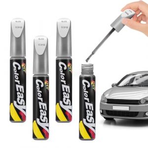 Pardofelis 4 Pi&egrave;ces Stylo Peinture Voiture, 12ml Retouche Peinture Voiture, Peinture R&eacute;paration Voiture, Stylo de R&eacute;paration Peinture pour R&eacute;paration Rayures Voiture - Argent (Lion-EU, neuf)