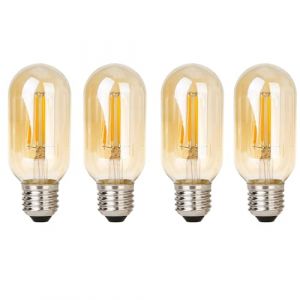 WULUN E27 T45 long Tube Vintage Edison LED ampoules, verre ambr&eacute;, 6 Watt, 220-240V, 2700k blanc chaud, ampoules d&eacute;coratives, lustres vintage, Appliques, Lampes de table, set de 4 (wulun, neuf)