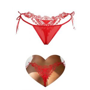 sunshinelady Micro String Femme Sexy Chic Transparent Tanga Dentelle Taille Basse Culotte sans Couture Grande Taille Mini String Ficelle en Maille Broderie 3D G String Bikini sous Vetements Feminins (Sunshinelady, neuf)