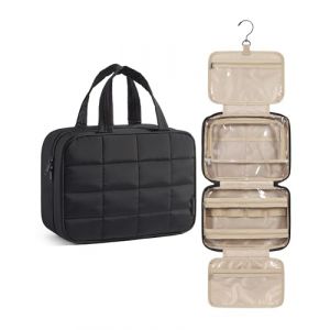 BAGSMART Trousse de toilette de voyage pour femme - &Agrave; suspendre - Sac de toilette &agrave; suspendre - Trousse de maquillage volumineuse - Accessoire de voyage, Noir (HZJZ FR, neuf)