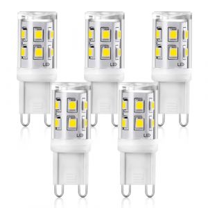 YUIIP Ampoules LED G9 2W, &Eacute;quivalent &agrave; une Halog&egrave;ne de 20W-25W, 6000K Lumi&egrave;re du Jour, Angle de Diffusion 360&deg;, Culot G9, AC 220-240V, CRI > 85, Faible Consommation, Non Dimmable, Lot de 5 (KLG Lamp, neuf)