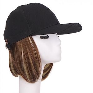 Bonnet de perruque Synthétique Réglable Noir Chapeau Perruques Court Bob Droite Casquette De Baseball Perruque Sans Soudure Connexion Extensions De Cheveux for Les Femmes Chapeau de perruque(9) (haikouhua, neuf)