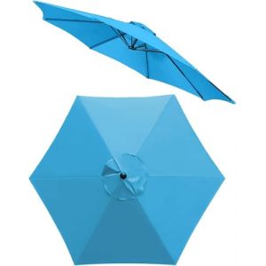 ELYSYSRL Auvent de Remplacement pour Parasol de Terrasse de 2/2.5/3.0/3.5m, 6 Baleines/8 Baleines Toile De Parasol Déporté Housse de Rechange(Bleu Clair,3.0M/6 Arms) (MIUGOODEL, neuf)