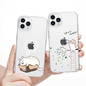 Yoedge 2 pi&egrave;ces Coque pour iPhone 11 Pro 5,8", Ultra Fine Etui Transparente Silicone Gel TPU Souple Cover avec Mignon Motif Dessin, Housse de Protection Antichoc Bumper Case pour iPhone 11 Pro, Chat (Herr Dietmar, neuf)