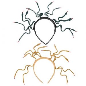 SAFIGLE Lot de 2 coiffes serpent pour femme : accessoires &eacute;gyptiens pliables en forme de serpent pour d&eacute;guisement d'Halloween, vert fonc&eacute;/dor&eacute; terreux (Grand Di, neuf)