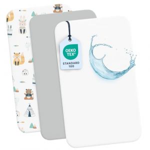 Dreamzie Lot de 2 Drap Housse Cododo + 1 Protege Matelas Impermeable Enfant - 50x83 cm - 100% Coton pour Berceaux, Matelas Cododo - Motif Fox (BMS France, neuf)