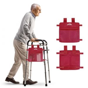 supregear Sac Lat&eacute;ral pour D&eacute;ambulateur, Panier de Rangement R&eacute;sistant &agrave; l'eau pour D&eacute;ambulateurs Pliants, Transport L&eacute;ger Mains Libres, Accessoire Universel pour Seniors, Rouge (J&D Tech FR, neuf)