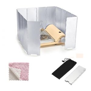 Butyeak 14 Plaques Paravent Camping, Pare Vent Pliable Rechaud, Pare Vent R&eacute;chaud Gaz, Pare-Vent de Camping, Pare-Brise en Aluminium avec Nettoyez Le Chiffon pour Camping Pique-Nique Cuisini&egrave;re &agrave; Gaz (JUNNING STORE, neuf)