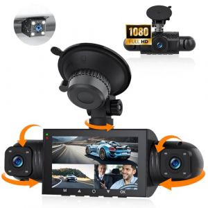 CAMECHO 4 Canaux Dashcam Avant, Int&eacute;rieure et Arri&egrave;re Cam&eacute;ra Embarqu&eacute;e Voiture, 3 Pouces 1080P Dashcam avec Vision Nocturne IR, Capteur G, Aide au stationnement, Moniteur de stationnement 24H (ShenZhenShiY&uuml;nXiangMaoYiYouXianGongSi, neuf)