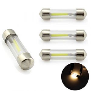 WeiXuan Pack de 4, D&ocirc;me de feston de voiture LED, 27mm / 31mm / 36mm / 39mm / 41mm, 12V 360 degr&eacute;s, Lampe &agrave; filament COB, Blanc chaud 3000K, pour ampoules de lecture de voitures（31MM &hellip; (WeiHong Lighting, neuf)