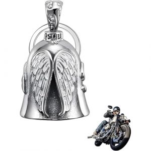 RODISHOMM Guardian Bell - Sonnette de moto ange gardien en acier inoxydable - Porte-clés de moto - Porte-bonheur pour motards - Cloche de moto comme talisman - Cloche de protection portable pour la (RODISHOMM, neuf)