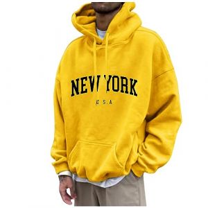 Sweet Homme Personnalisé de Noel XL À Capuche Jaune Militaire Sweats Jogging Pull de Noel Chic Pull a Camionneur Travail Sweat Capuche Homme Jaune XL (MOKBAY, neuf)