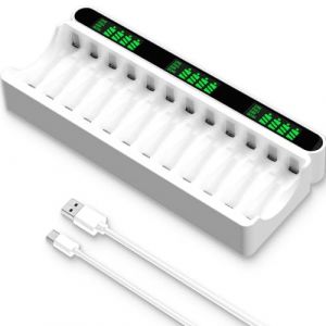 IMREN Chargeur de Piles Rechargeables, 12 Slots de Charge Ind&eacute;pendants avec &eacute;cran LCD, 5V 2A Type-C et Entr&eacute;e Micro USB, pour Batterie Rechargeable NiMH/NiCD AA AAA (IMREN Direct, neuf)