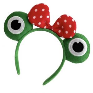 Leryveo Bandeaux drôles, bandeau grenouille - Cerceau mignon d’oreilles et de cornes d’animaux en peluche - Accessoires pour cheveux d'Halloween, casque de grenouille verte, bandeaux de maquillage (darkenear, neuf)